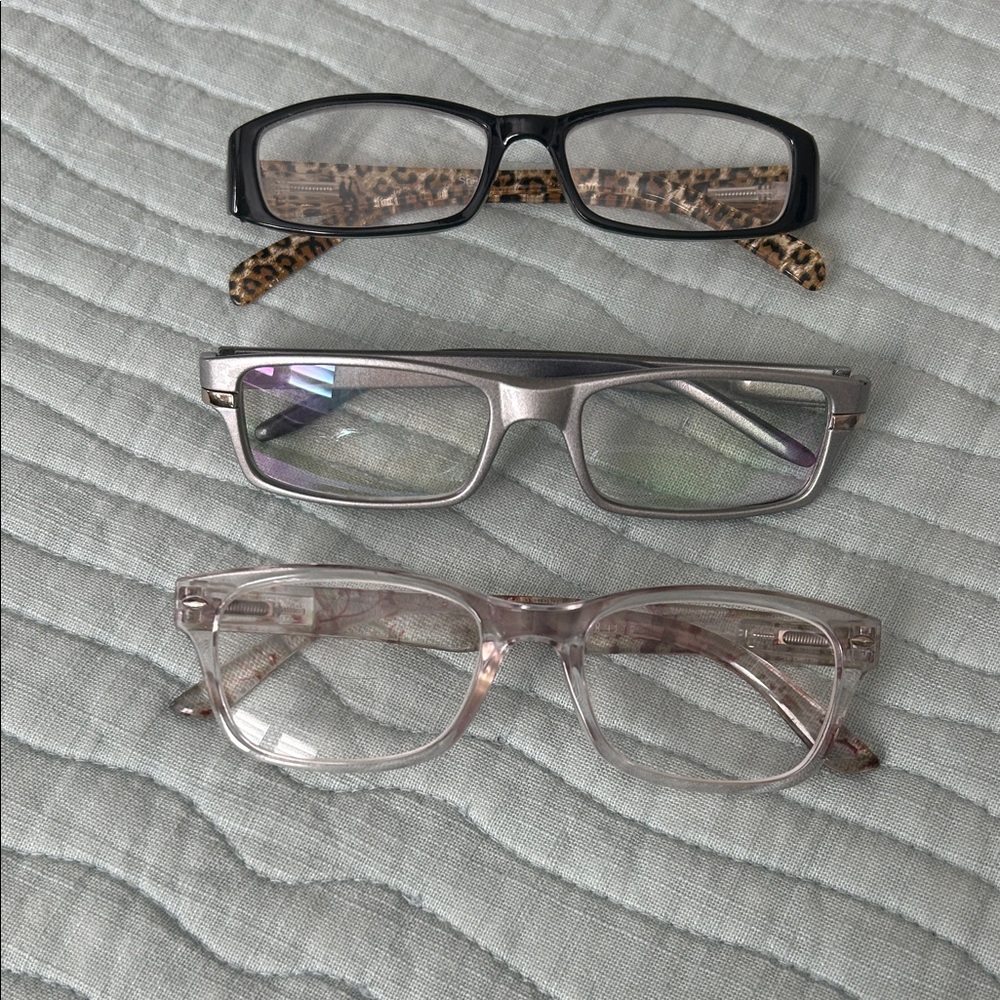 Stylish Readers Trio in Black Leopard, Silver, and Clear Brown